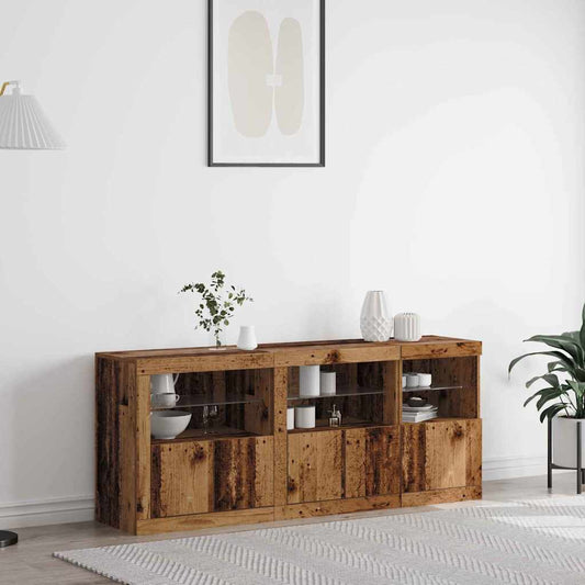 LED Sideboard Old Wood 162 x 37 x 67 cm Engineered Wood