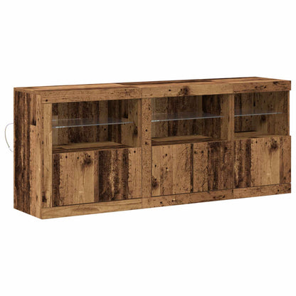 LED Sideboard Old Wood 162 x 37 x 67 cm Engineered Wood