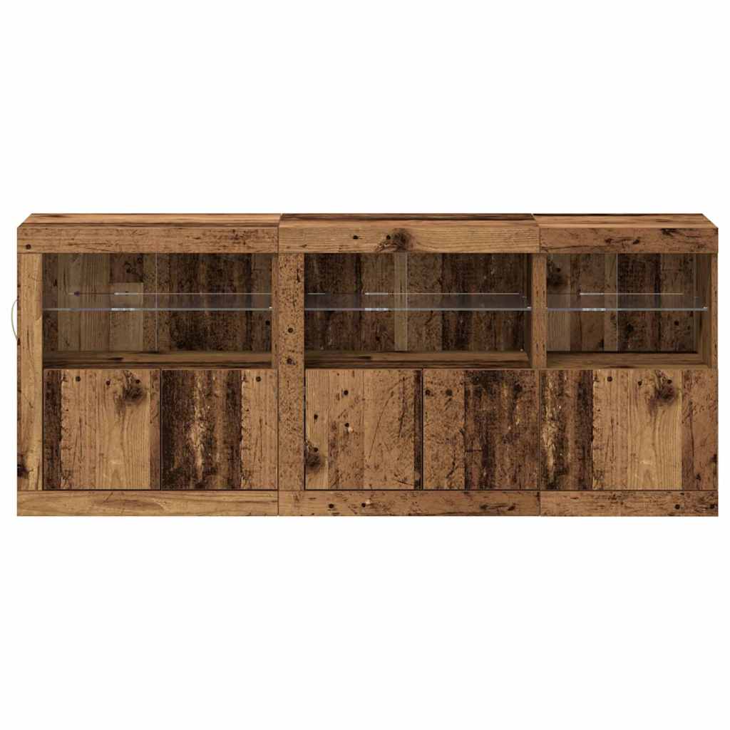 LED Sideboard Old Wood 162 x 37 x 67 cm Engineered Wood