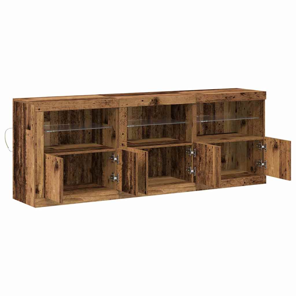 LED Sideboard Old Wood 181 x 37 x 67 cm Engineered Wood