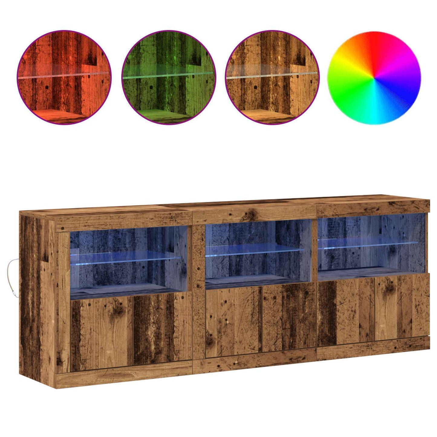 LED Sideboard Old Wood 181 x 37 x 67 cm Engineered Wood