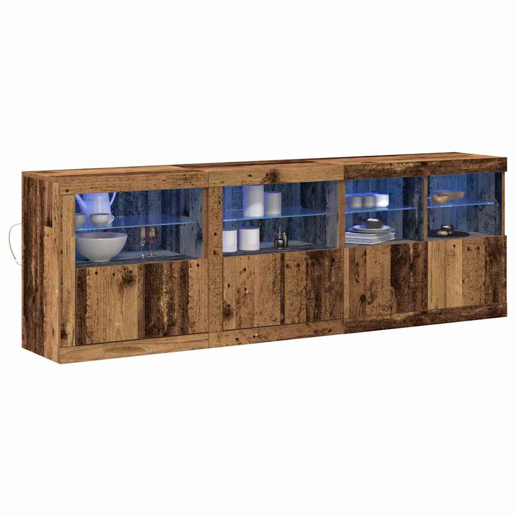 LED Sideboard Old Wood 202 x 37 x 67 cm Engineered Wood