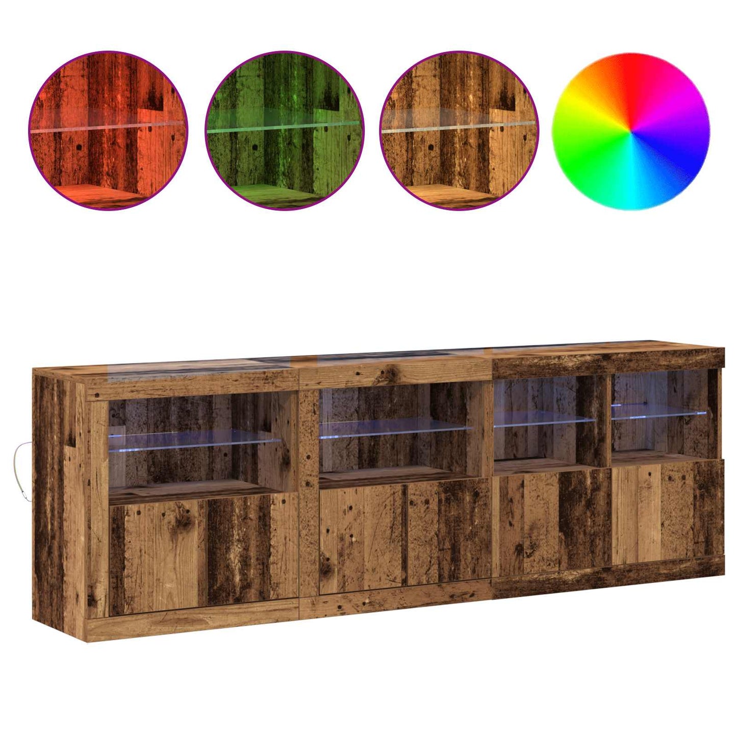 LED Sideboard Old Wood 202 x 37 x 67 cm Engineered Wood