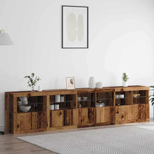 LED Sideboard Old Wood 283 x 37 x 67 cm Engineered Wood