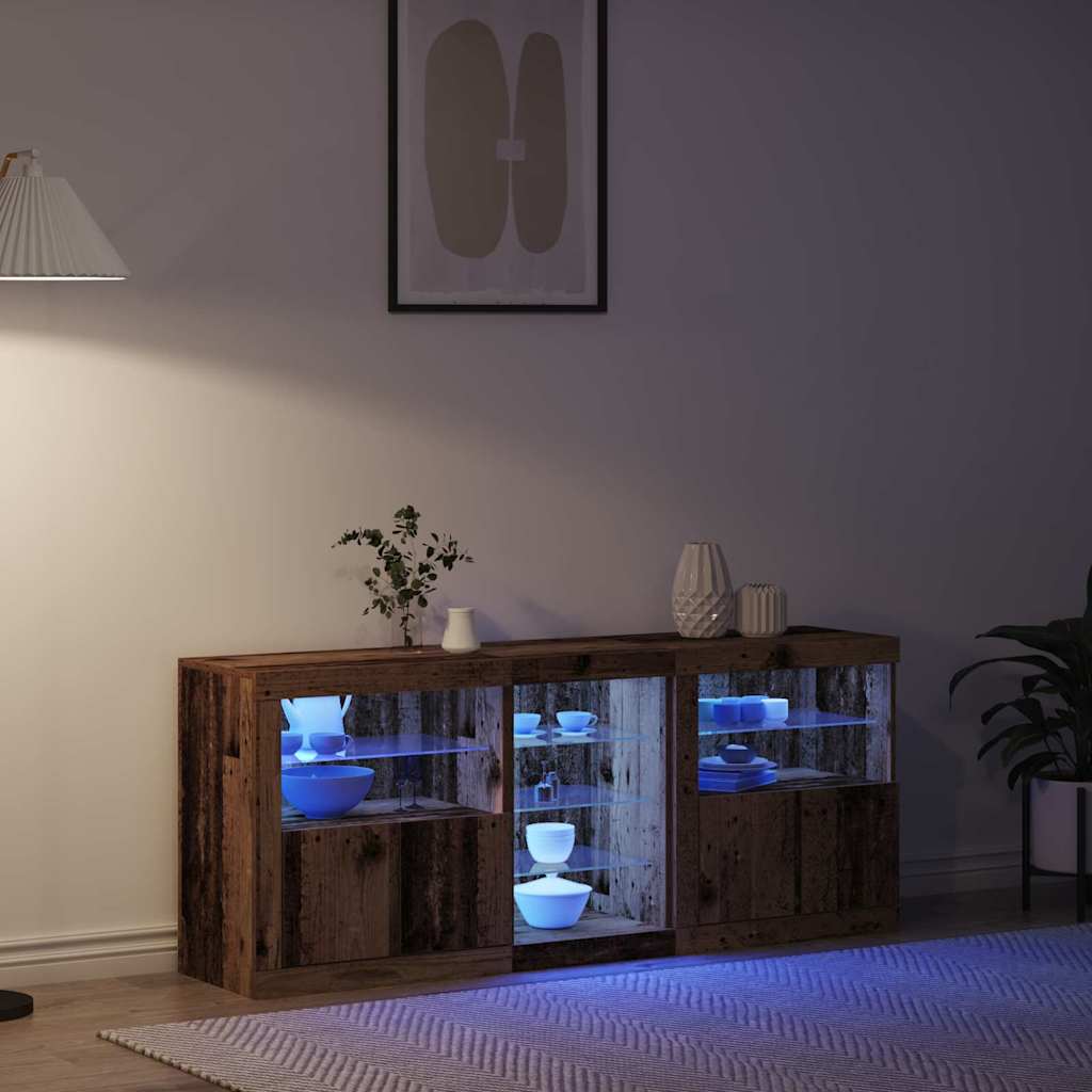 LED Sideboard Old Wood 162 x 37 x 67 cm Engineered Wood
