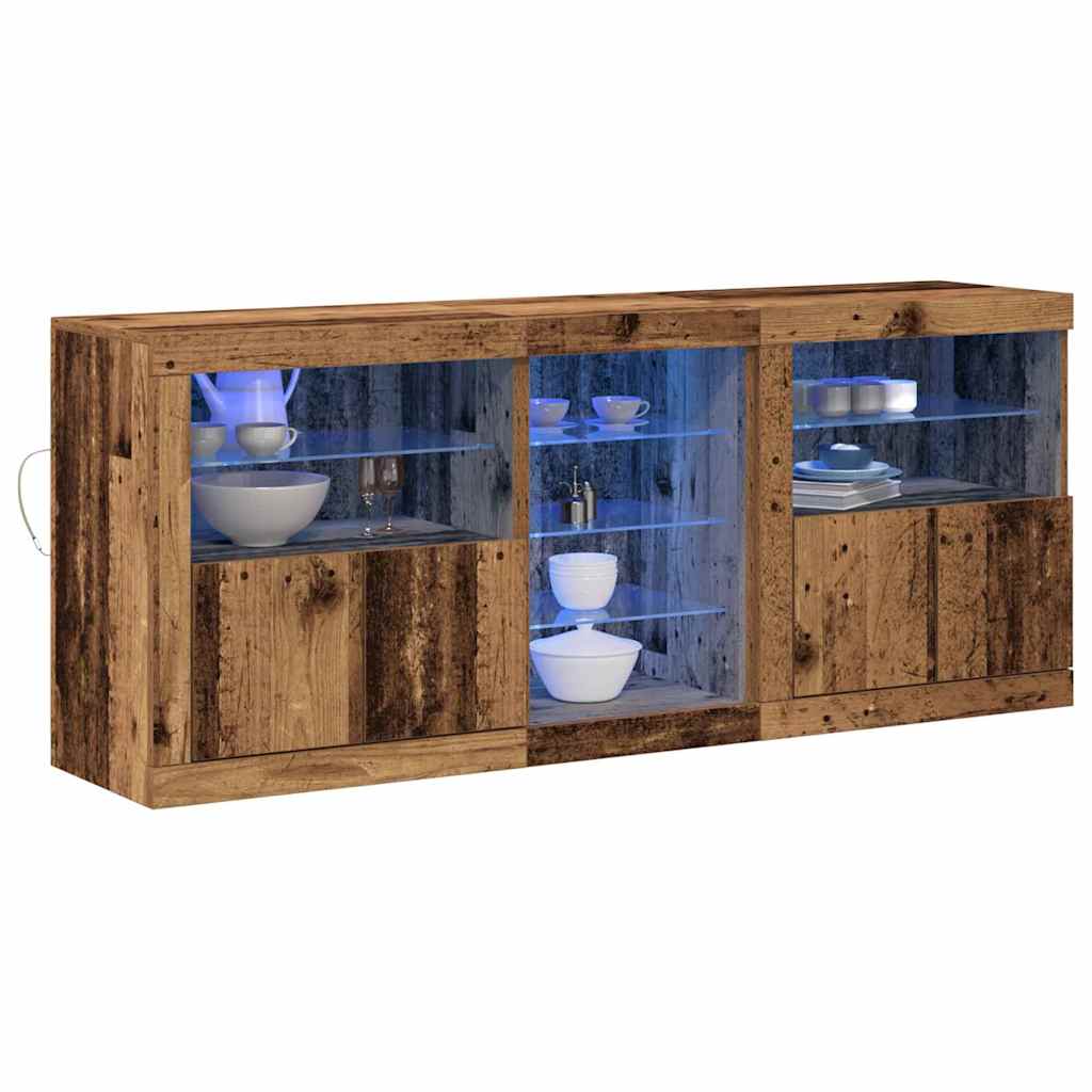 LED Sideboard Old Wood 162 x 37 x 67 cm Engineered Wood