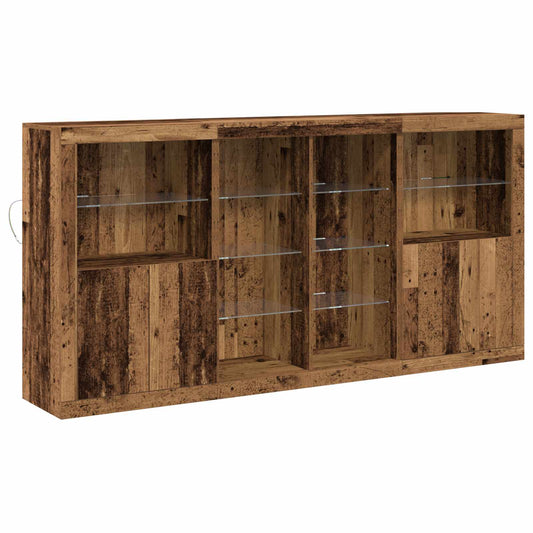 LED Sideboard 3 pcs Old Wood 202 x 37 x 100 cm Engineered Wood