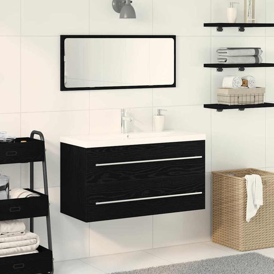 Bathroom Sink Cabinet 3 pcs Black Oak 90 x 38.5 x 48 cm