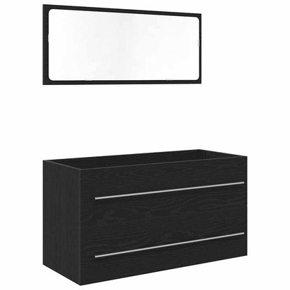 Bathroom Sink Cabinet with Drawer Wall-mounted 3 pcs Black Oak