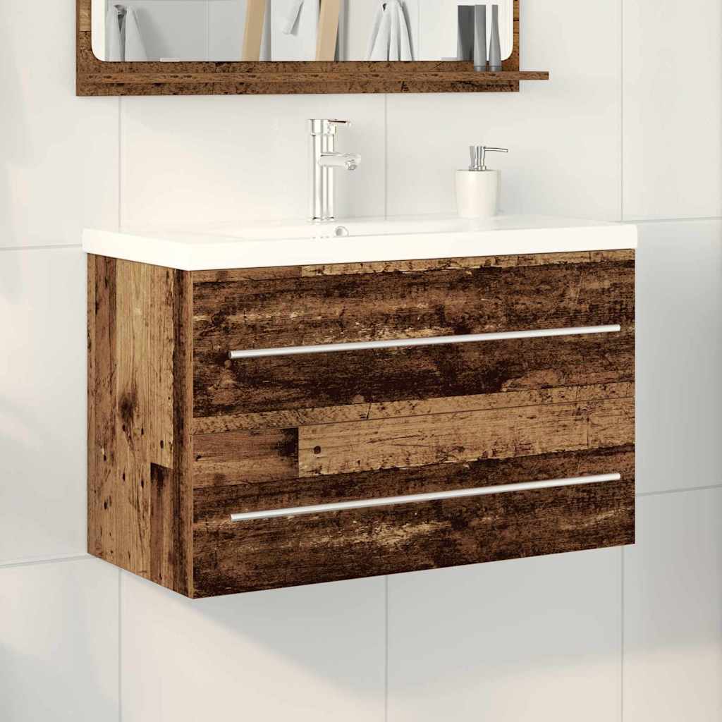 Bathroom Sink Cabinet 2 pcs Old Wood 80 x 38.5 x 48 cm