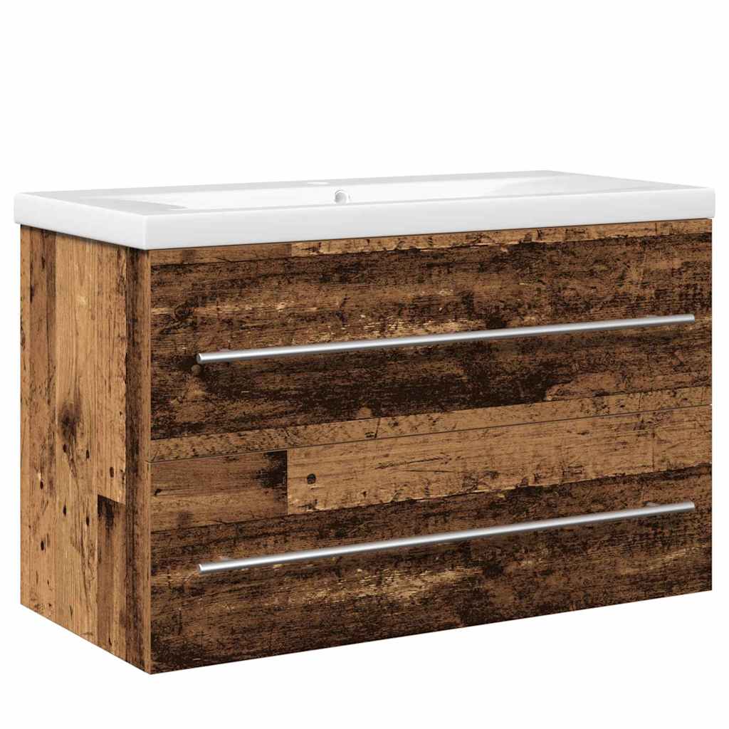 Bathroom Sink Cabinet 2 pcs Old Wood 80 x 38.5 x 48 cm