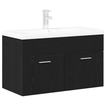 Bathroom Cabinet Black Oak 90 x 38.5 x 46 cm Engineered Wood