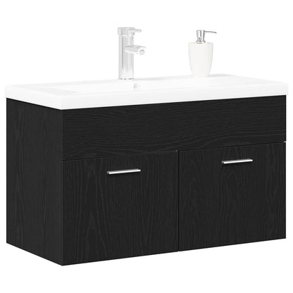Bathroom Cabinet Black Oak 90 x 38.5 x 46 cm Engineered Wood