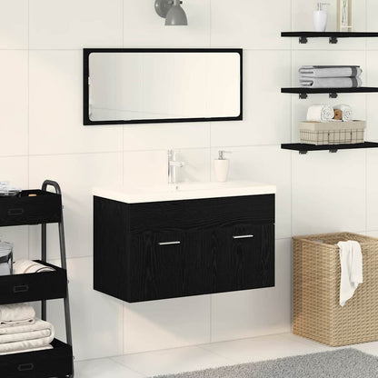 Bathroom Cabinet Black Oak 80 x 38.5 x 46 cm Engineered Wood