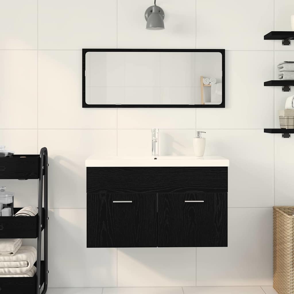 Bathroom Cabinet Black Oak 80 x 38.5 x 46 cm Engineered Wood