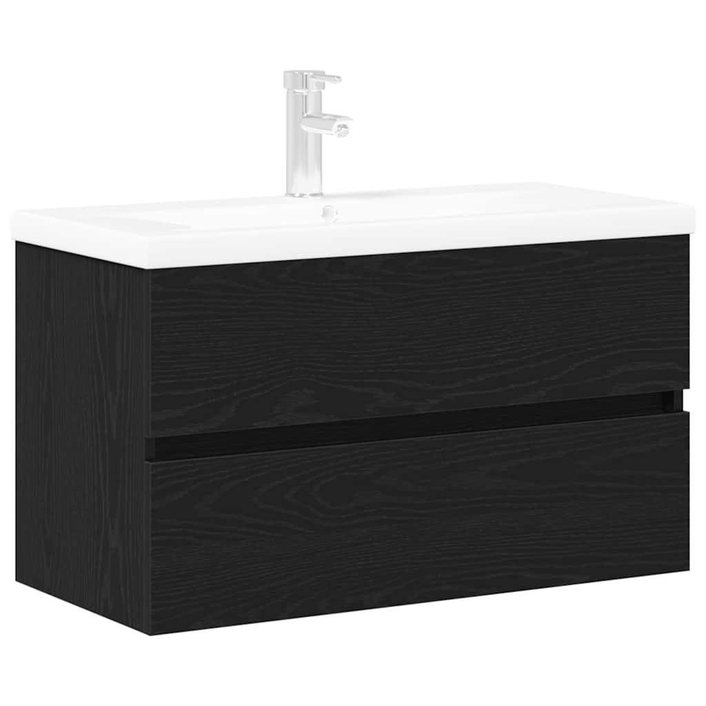 Bathroom Sink Cabinet Black Oak 80 x 39 x 62 cm Engineered Wood