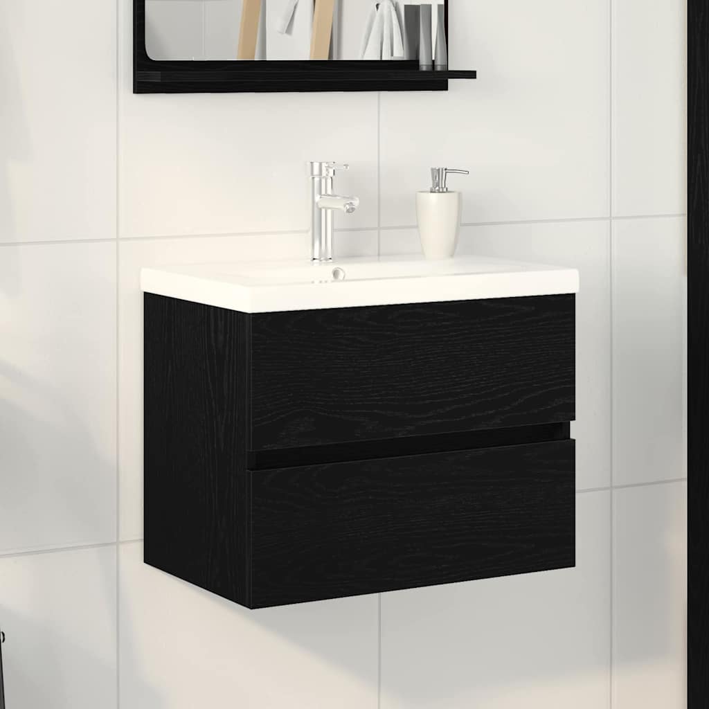 Bathroom Sink Cabinet Black Oak 60 x 39 x 62 cm Engineered Wood