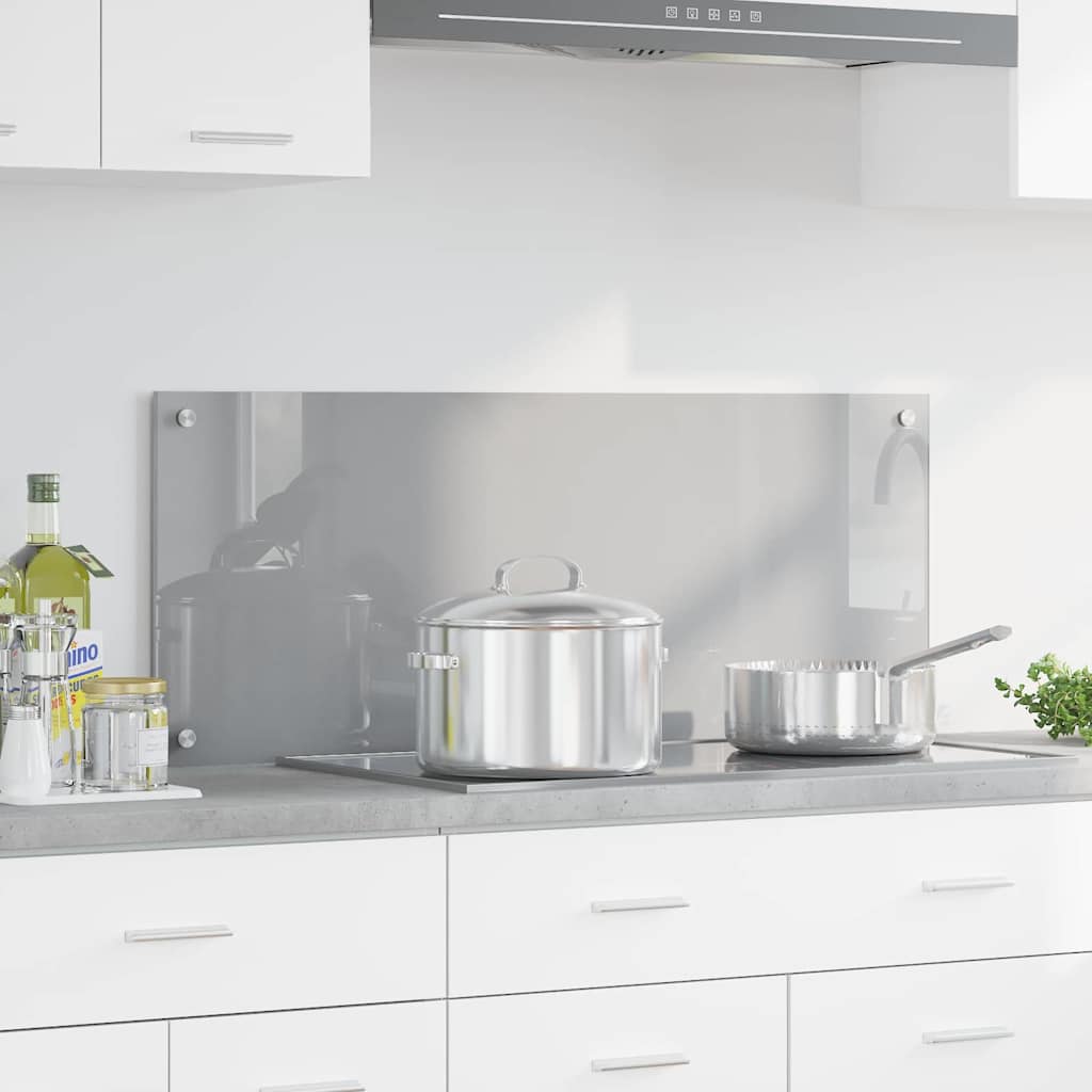 Kitchen Backsplash Light grey 100 x 40 x 0.6 cm Tempered Glass