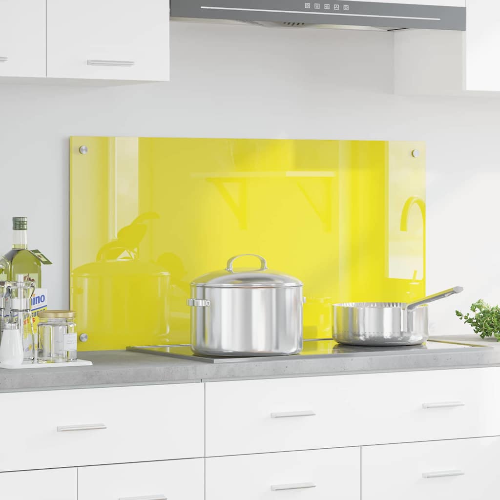 Kitchen Backsplash Yellow 100 x 50 x 0.6 cm Tempered Glass