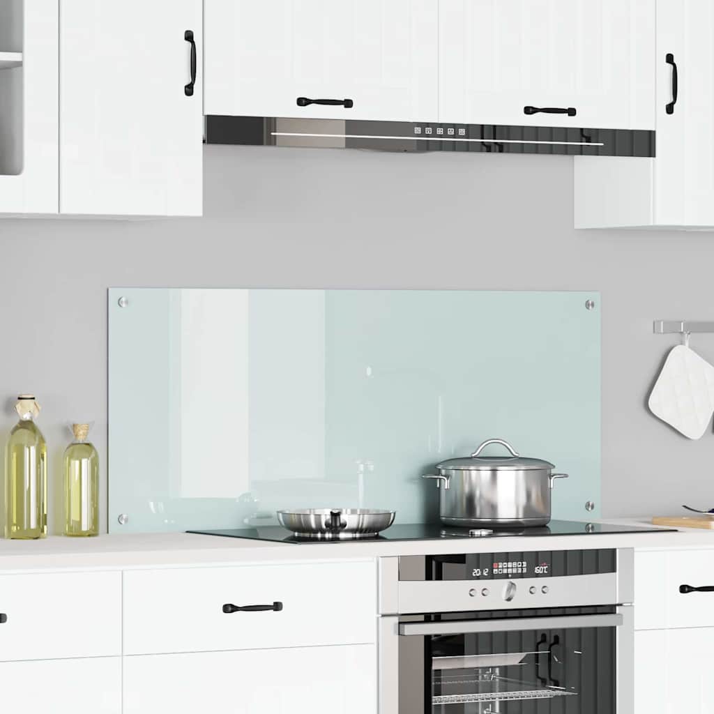 Kitchen Backsplash White 120 x 50 cm Tempered Glass