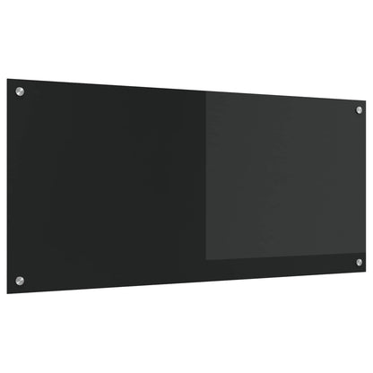 Kitchen Backsplash Black 110 x 50 cm Tempered Glass