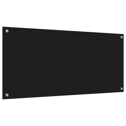 Kitchen Backsplash Black 110 x 50 cm Tempered Glass