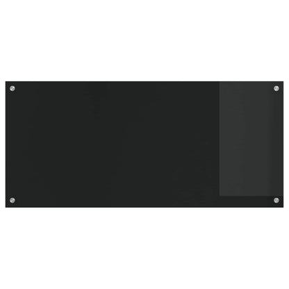 Kitchen Backsplash Black 110 x 50 cm Tempered Glass