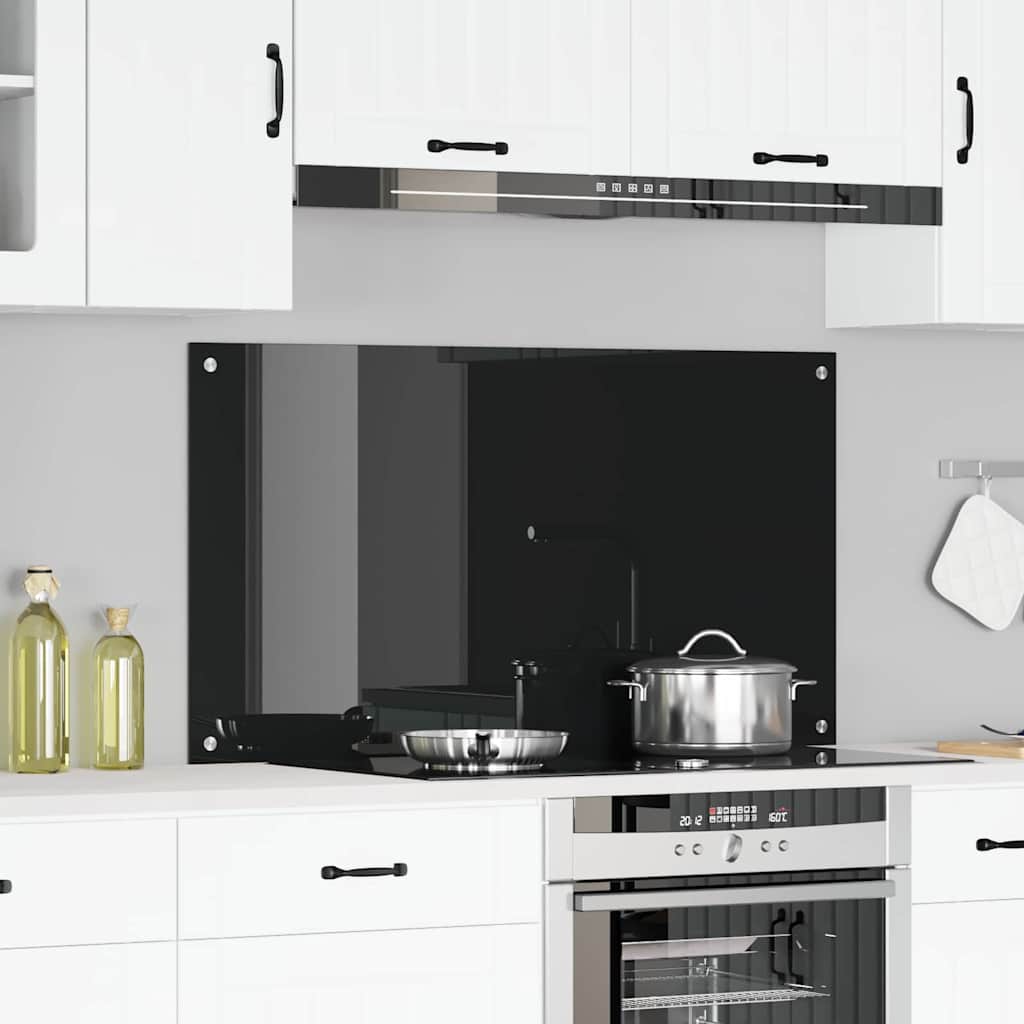 Kitchen Backsplash Black 110 x 60 x 0.6 cm Tempered Glass