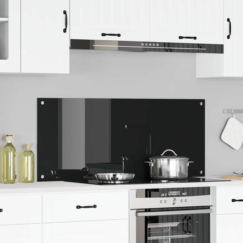Kitchen Backsplash Black 120 x 50 x 0.6 cm Tempered Glass