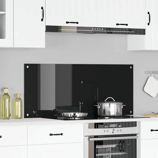 Kitchen Backsplash Black 120 x 50 x 0.6 cm Tempered Glass