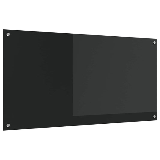 Kitchen Backsplash Black 120 x 60 cm Tempered Glass