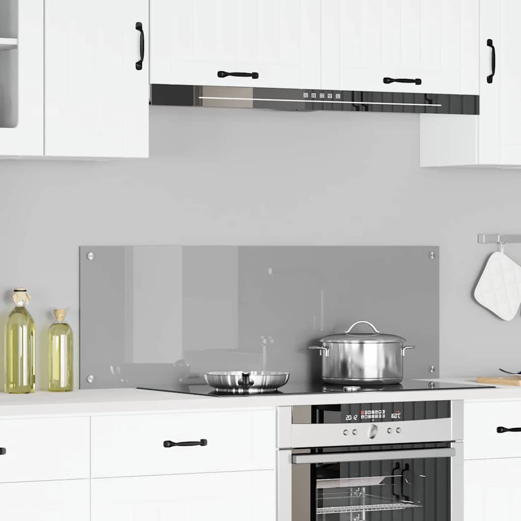 Kitchen Backsplash Light grey 120 x 40 x 0.6 cm Tempered Glass