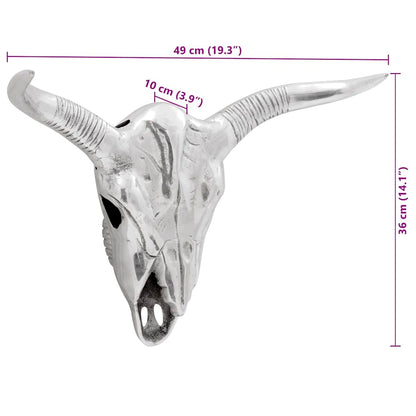 Bull Skull Silver 49 x 10 x 36 cm Aluminium