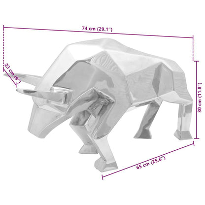 Bull Sculpture Silver 74 x 23 x 30 cm Aluminium