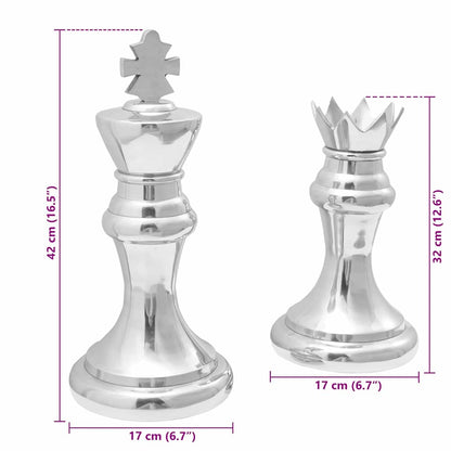 Sculptures 2 pcs Silver 17 x 17 x 42 cm Aluminium