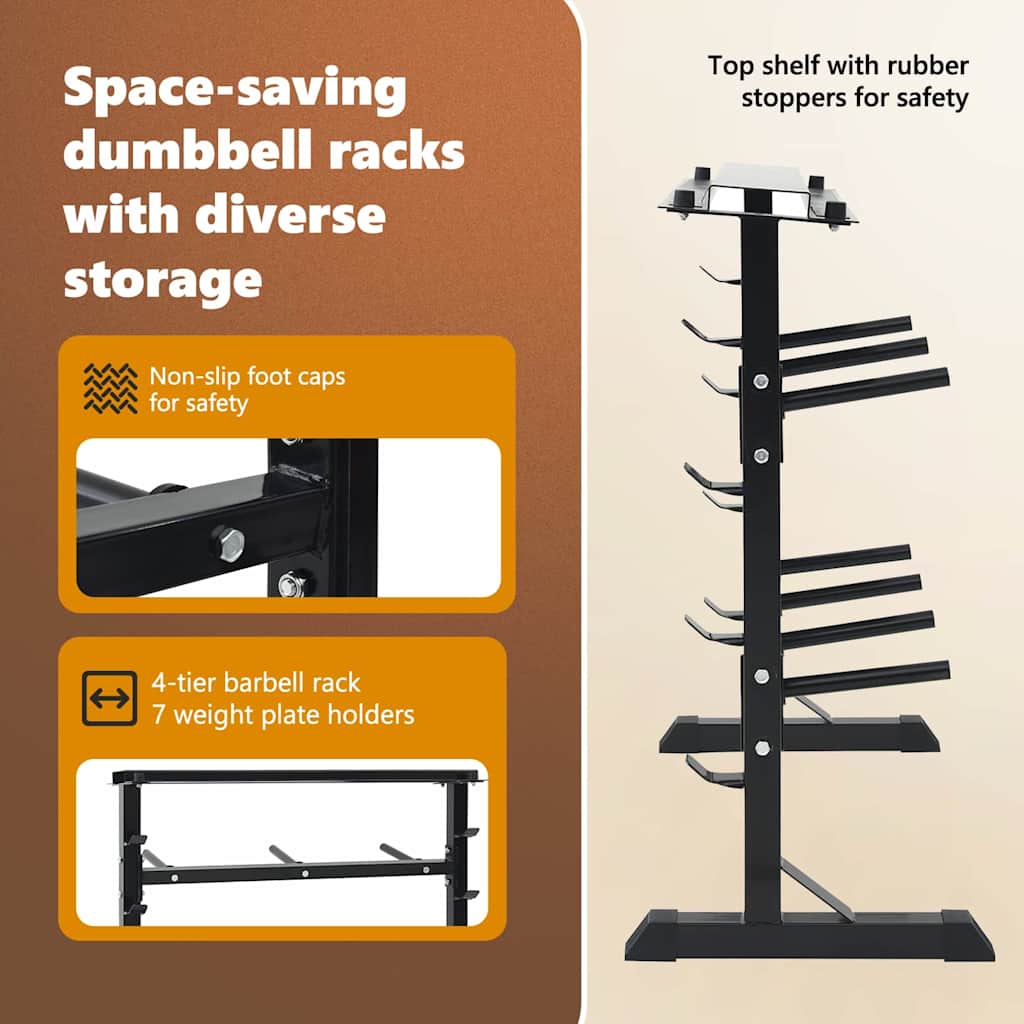 Dumbbell Rack Black 99 x 45 x 95.5 cm Powder-Coated Steel