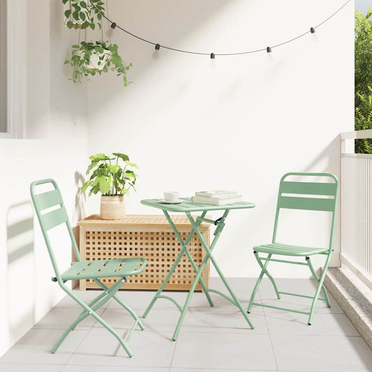 Garden Folding Chair 2 pcs Light Mint Powder-Coated Steel
