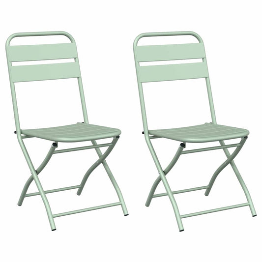 Garden Folding Chair 2 pcs Light Mint Powder-Coated Steel
