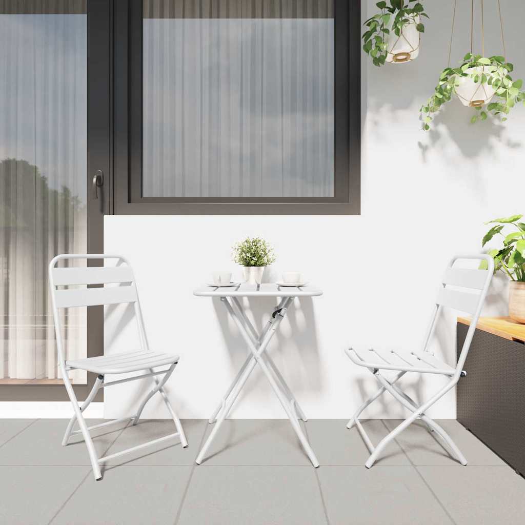 Bistro Set 3 pcs White Steel