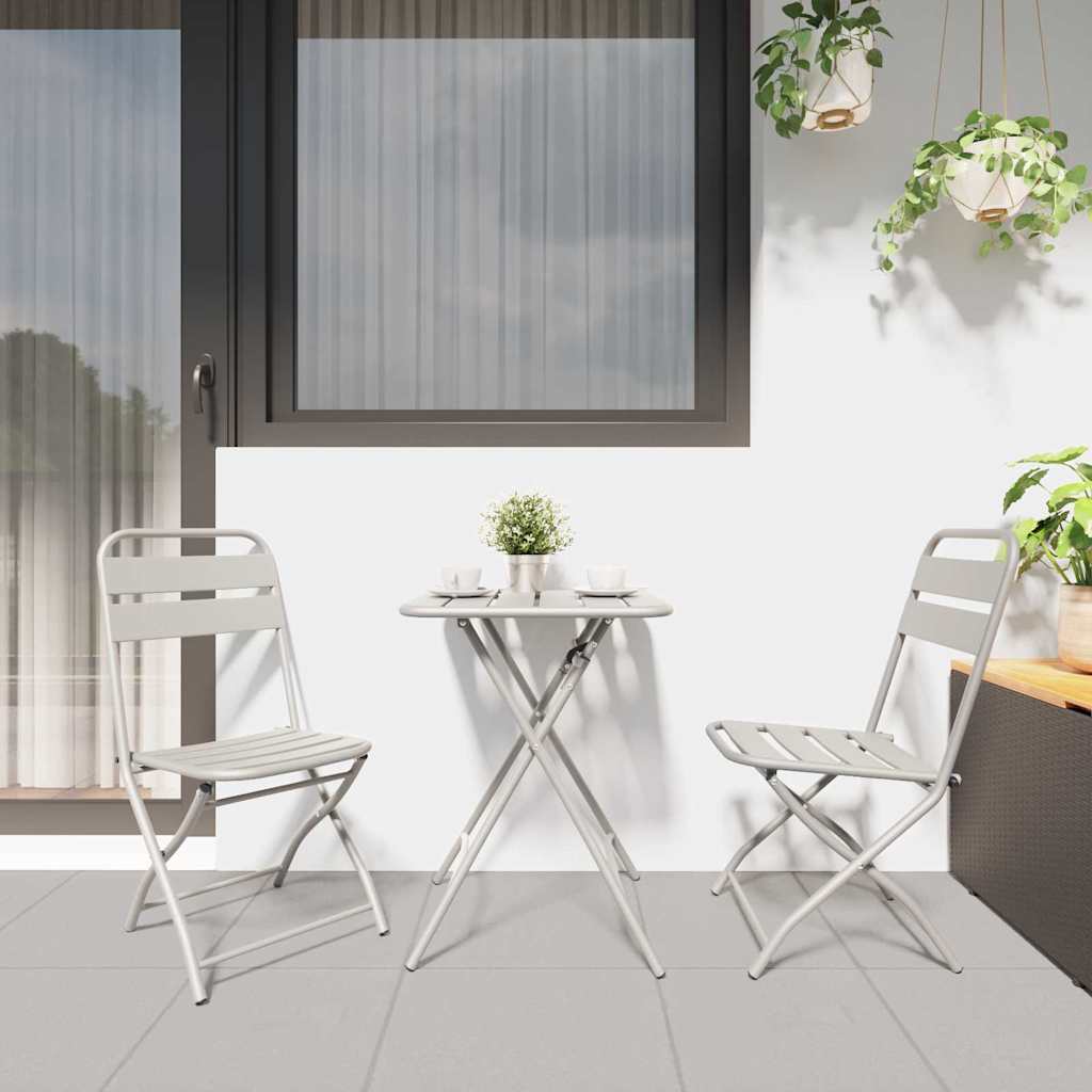 Bistro Set 3 pcs Beige Steel
