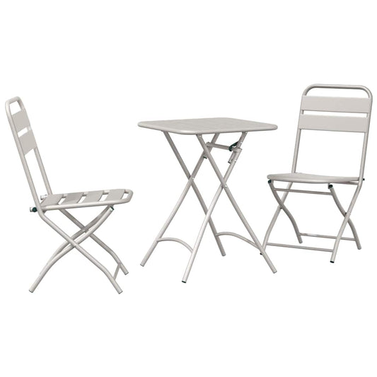 Bistro Set 3 pcs Beige Steel