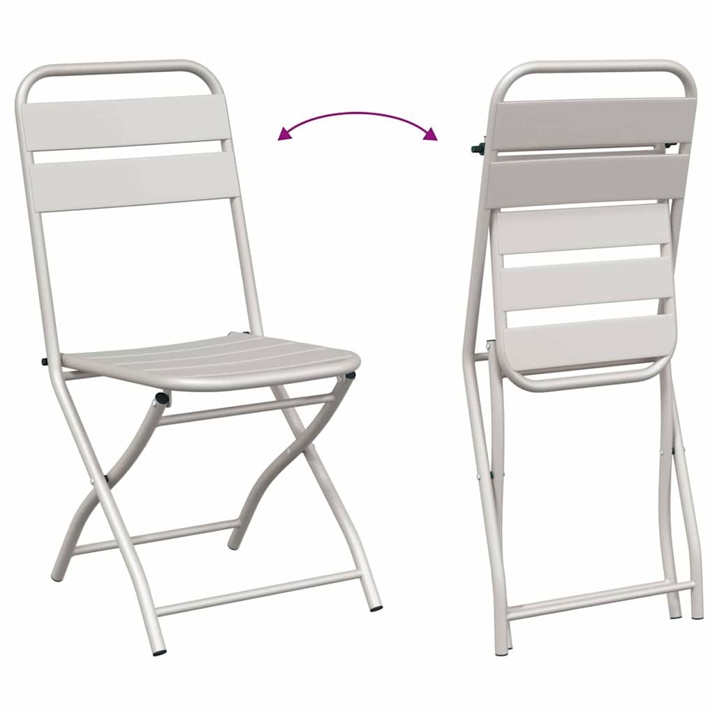 Bistro Set 3 pcs Beige Steel