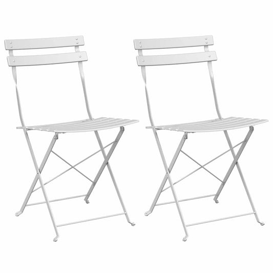 Garden Folding Chair 2 pcs White Metal