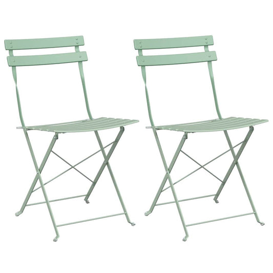 Garden Folding Chair 2 pcs Light Mint Metal