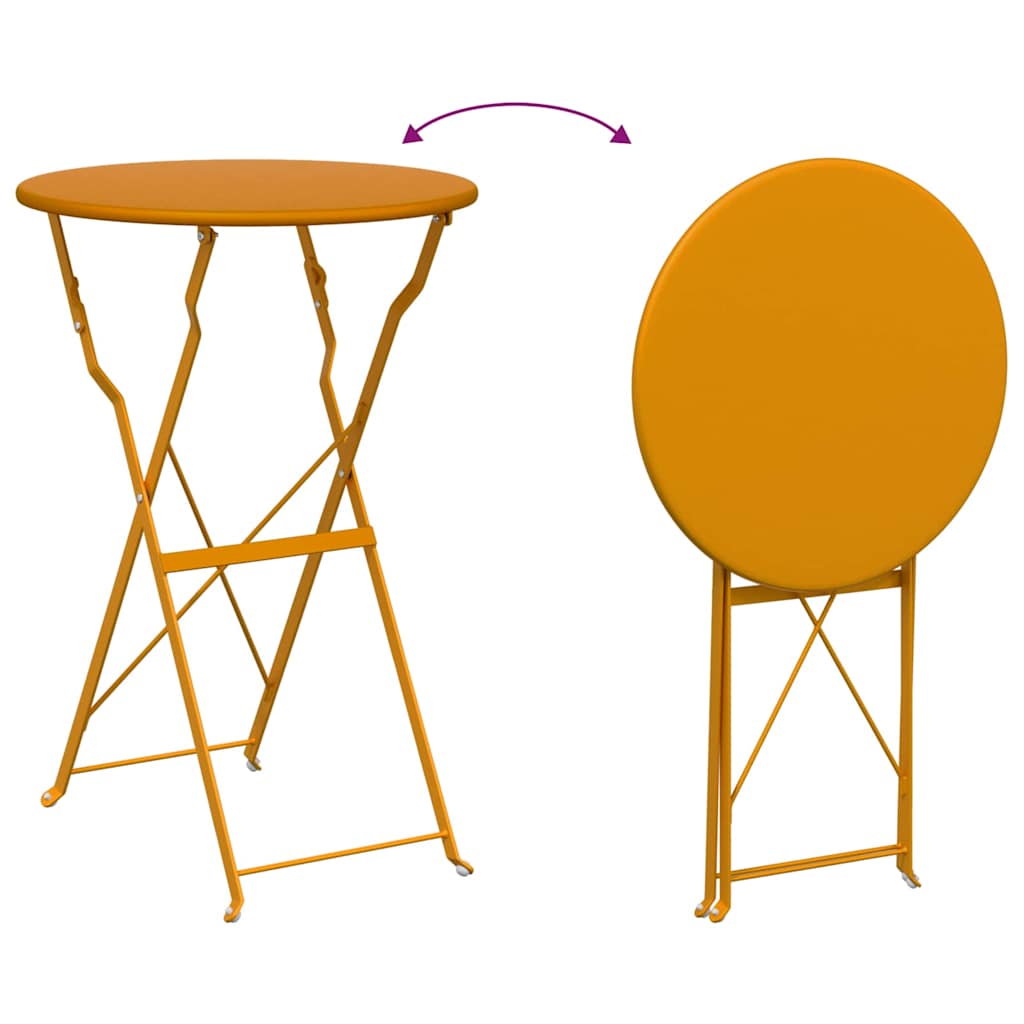 Bistro Table Folding Mustard Ø 50 x 71 cm Powder-coated Steel