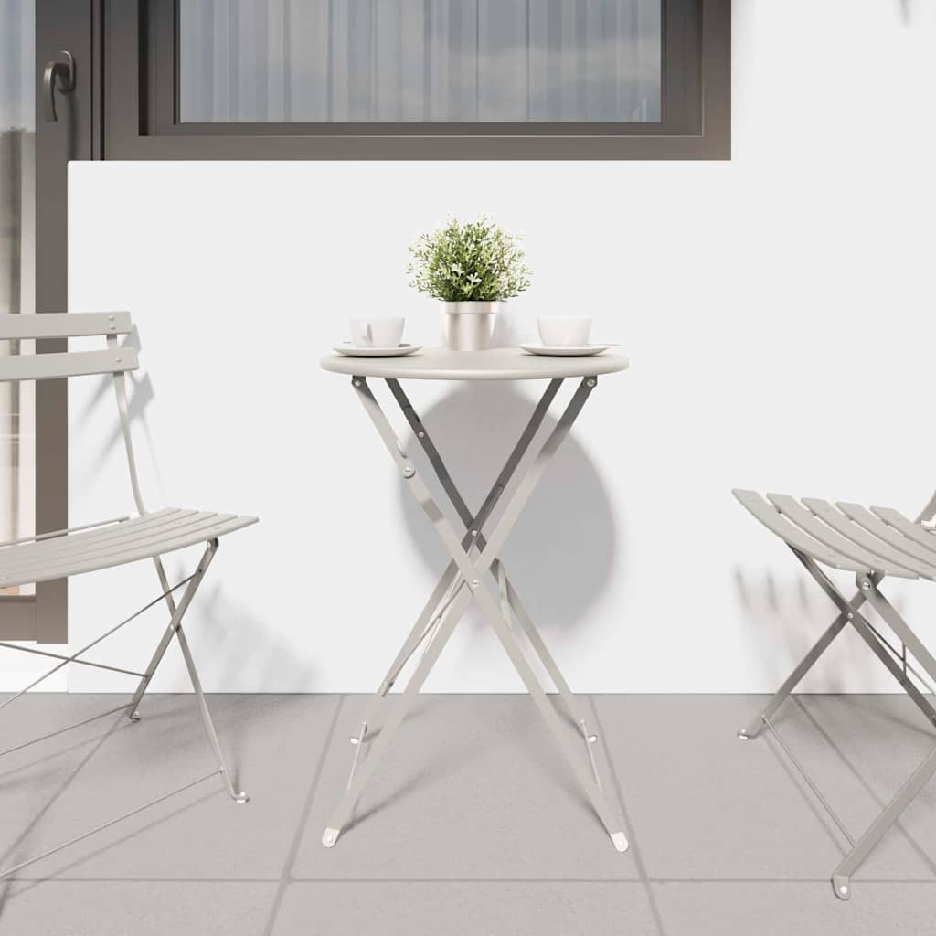 Bistro Table Folding Beige Ø 50 x 71 cm Powder-coated Steel