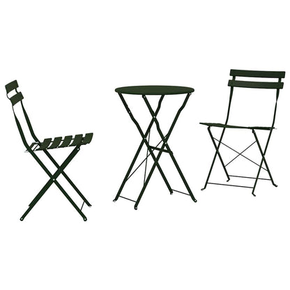 Folding Bistro Set 3 pcs Forest Steel