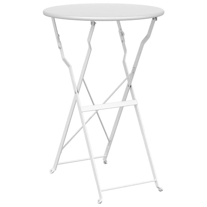 Folding Bistro Set 3 pcs White Steel