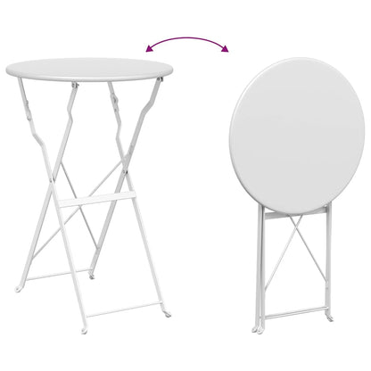 Folding Bistro Set 3 pcs White Steel
