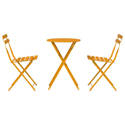 Folding Bistro Set 3 pcs Mustard Steel